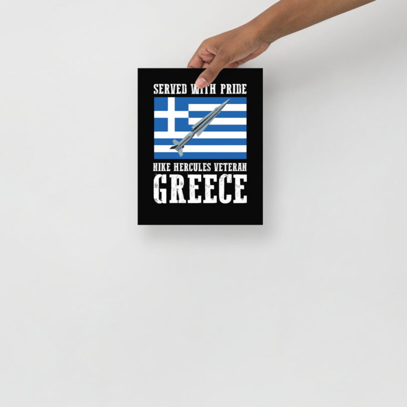 Greece Nike Hercules on Flag Poster